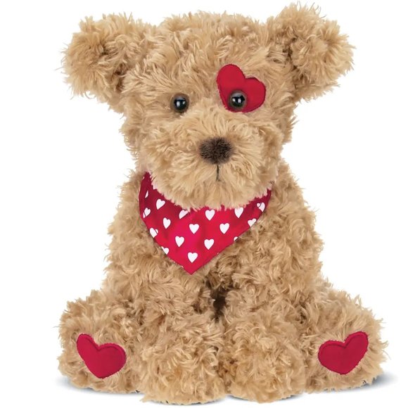 Plush Romantic Puppy Dog with Red Hearts - Picture 1 of 1